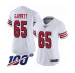 Women's San Francisco 49ers #65 Joshua Garnett Limited White Rush Vapor Untouchable 100th Season Football Jersey