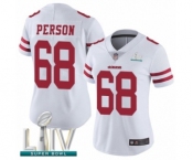 Women's San Francisco 49ers #68 Mike Person White Vapor Untouchable Limited Player Super Bowl LIV Bound Football Jersey