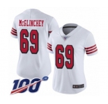 Women's San Francisco 49ers #69 Mike McGlinchey Limited White Rush Vapor Untouchable 100th Season Football Jersey