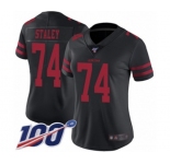 Women's San Francisco 49ers #74 Joe Staley Black Vapor Untouchable Limited Player 100th Season Football Jersey
