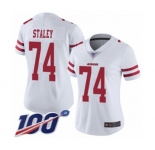 Women's San Francisco 49ers #74 Joe Staley White Vapor Untouchable Limited Player 100th Season Football Jersey