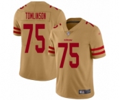 Women's San Francisco 49ers #75 Laken Tomlinson Limited Gold Inverted Legend Football Jersey