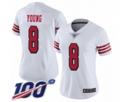 Women's San Francisco 49ers #8 Steve Young Limited White Rush Vapor Untouchable 100th Season Football Jersey