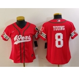 Women's San Francisco 49ers #8 Steve Young Red Mexico Cool Base Stitched Baseball Jersey