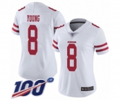 Women's San Francisco 49ers #8 Steve Young White Vapor Untouchable Limited Player 100th Season Football Jersey