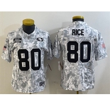 Women's San Francisco 49ers #80 Jerry Rice 2024 F.U.S.E. Arctic Camo Salute to Service Limited Football Stitched Jersey