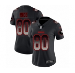 Women's San Francisco 49ers #80 Jerry Rice Limited Black Smoke Fashion Football Jersey
