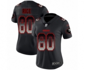 Women's San Francisco 49ers #80 Jerry Rice Limited Black Smoke Fashion Football Jersey
