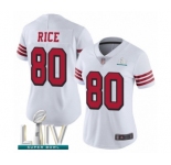 Women's San Francisco 49ers #80 Jerry Rice Limited White Rush Vapor Untouchable Super Bowl LIV Bound Football Jersey