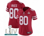 Women's San Francisco 49ers #80 Jerry Rice Red Team Color Vapor Untouchable Limited Player Super Bowl LIV Bound Football Jersey