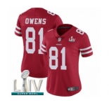 Women's San Francisco 49ers #81 Terrell Owens Red Team Color Vapor Untouchable Limited Player Super Bowl LIV Bound Football Jersey