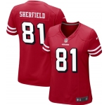 Women's San Francisco 49ers #81 Trent sherfield Red Retro Game Football Jersey