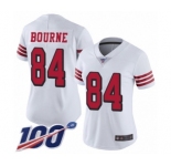 Women's San Francisco 49ers #84 Kendrick Bourne Limited White Rush Vapor Untouchable 100th Season Football Jersey