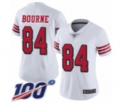 Women's San Francisco 49ers #84 Kendrick Bourne Limited White Rush Vapor Untouchable 100th Season Football Jersey