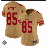 Women's San Francisco 49ers #85 George Kittle Gold Vapor Alternate Football Stitched Jersey