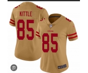 Women's San Francisco 49ers #85 George Kittle Gold Vapor Alternate Football Stitched Jersey