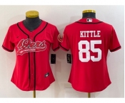 Women's San Francisco 49ers #85 George Kittle Red With Patch Cool Base Stitched Baseball Jersey
