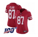 Women's San Francisco 49ers #87 Dwight Clark Red Team Color Vapor Untouchable Limited Player 100th Season Football Jersey
