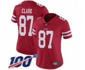 Women's San Francisco 49ers #87 Dwight Clark Red Team Color Vapor Untouchable Limited Player 100th Season Football Jersey