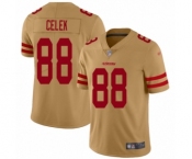 Women's San Francisco 49ers #88 Garrett Celek Limited Gold Inverted Legend Football Jersey