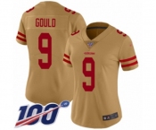 Women's San Francisco 49ers #9 Robbie Gould Limited Gold Inverted Legend 100th Season Football Jersey