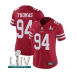 Women's San Francisco 49ers #94 Solomon Thomas Red Team Color Vapor Untouchable Limited Player Super Bowl LIV Bound Football Jersey