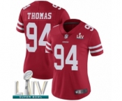 Women's San Francisco 49ers #94 Solomon Thomas Red Team Color Vapor Untouchable Limited Player Super Bowl LIV Bound Football Jersey