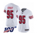 Women's San Francisco 49ers #95 Kentavius Street Limited White Rush Vapor Untouchable 100th Season Football Jersey