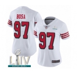 Women's San Francisco 49ers #97 Nick Bosa Limited White Rush Vapor Untouchable Super Bowl LIV Bound Football Jersey