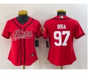 Women's San Francisco 49ers #97 Nick Bosa Red With Patch Cool Base Stitched Baseball Jersey