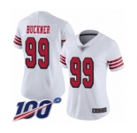 Women's San Francisco 49ers #99 DeForest Buckner Limited White Rush Vapor Untouchable 100th Season Football Jersey