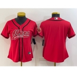 Women's San Francisco 49ers Blank Red With Patch Cool Base Stitched Baseball Jersey