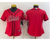 Women's San Francisco 49ers Blank Red With Patch Cool Base Stitched Baseball Jersey