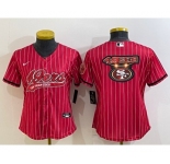 Women's San Francisco 49ers Red Team Big Logo With Patch Cool Base Stitched Baseball Jersey