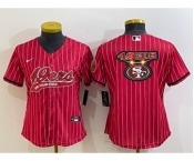 Women's San Francisco 49ers Red Team Big Logo With Patch Cool Base Stitched Baseball Jersey