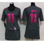 nike women nfl jerseys san francisco 49ers #11 smith dk.grey[breast cancer awareness]