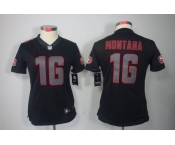 nike women nfl jerseys san francisco 49ers #16 montana black[nike impact limited]