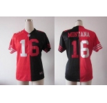 nike women nfl jerseys san francisco 49ers #16 montana red-black[Elite split]