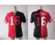 nike women nfl jerseys san francisco 49ers #16 montana red-black[Elite split]