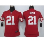 nike women nfl jerseys san francisco 49ers #21 bush red[nike][bush]