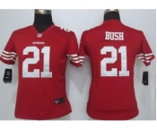 nike women nfl jerseys san francisco 49ers #21 bush red[nike][bush]