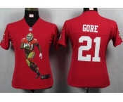 nike women nfl jerseys san francisco 49ers #21 gore red[portrait fashion]