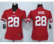nike women nfl jerseys san francisco 49ers #28 hyde red[nike]