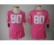 nike women nfl jerseys san francisco 49ers #80 jerry rice pink[breast cancer awareness]