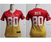 nike women nfl jerseys san francisco 49ers #80 jerry rice red-yellow[nike drift fashion][second version]