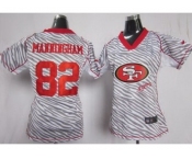 nike women nfl jerseys san francisco 49ers #82 mario manningham [fem fan zebra]