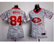 nike women nfl jerseys san francisco 49ers #84 moss [fem fan zebra]