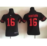 Nike Youth New 49ers #16 Joe Montana Black Alternate Stitched jerseys