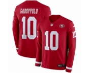 Youth Nike San Francisco 49ers #10 Jimmy Garoppolo Limited Red Therma Long Sleeve NFL Jersey