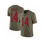 Youth Nike San Francisco 49ers #14 Y.A. Tittle Limited Olive 2017 Salute to Service NFL Jersey